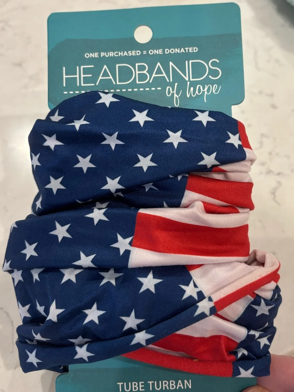 ❤️🤍💙NWT Headbands of Hope Women’s American Flag Tube Turban Headband❤️🤍💙